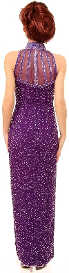 Sequin Beaded Sheer Halter Neck Cocktail Dress back