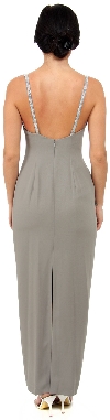 Pencil cut Long Beaded Dress with Keyhole Front back