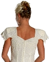 Flutter Sleeves Beaded Formal Dress with U-Cut Hem back
