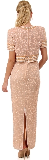 Short Sleeves Long Sequined Formal Mother of the Bride Dress back