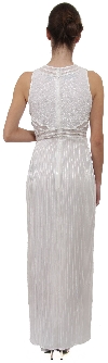 Semi See Thru Waist Beaded Formal Dress back in White