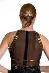 Sheer Waistline & Back Beaded Formal Evening Dress back in Black/Gold