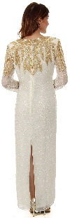 Sweetheart Neck Beaded Leaf Pattern Long Formal Dress back