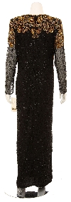 Flower Accentuated Full Length Evening Gown back