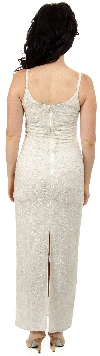 Spaghetti Straps Floral Beaded Pattern Long Formal Dress back in Ivory