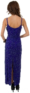 Spaghetti Straps Floral Beaded Pattern Long Formal Dress back