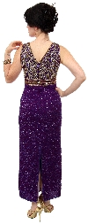 Stemmed Bead V-Neck Formal Evening Dress back