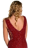 Side Holed V-Low Back Evening Gown back