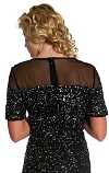 Half Sleeves Sequined Formal Evening Dress 