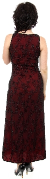 A-Line Long Cocktail Dress with Floral Beaded Pattern back