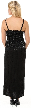 V-Neck Spaghetti Straps Sequined Long Formal Dress back