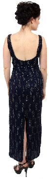 U-Neck Long Formal Cocktail Dress with Artistic Beading back