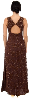 V-Neck Empire Cut A-line Formal Beaded Dress with Keyhole back
