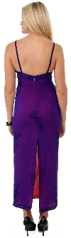 Spaghetti Strapped Floral Beaded Formal Dress back