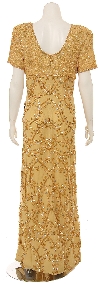 Full Length Flower Designed Evening Gown back