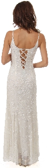 U-Neck Silk Chiffon Gown with Miniature Flowers Beading back