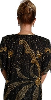 Short Sleeves Tea Length Formal Beaded Two Piece Dress back
