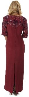 Half Sleeves Beaded Bodice Straight Formal Dress  back