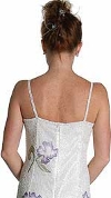 Square Neck Beaded Cocktail Gown with Painted Flowers back