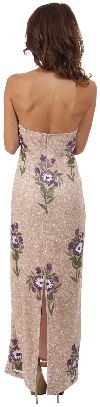 Halter Neck Long Formal Cocktail Dress with Painted Flowers back