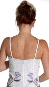 square Neck Beaded Evening Dress with Painted Tulips back