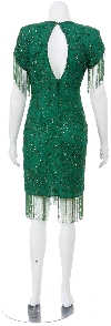 Short Sequined Dress with Hanging Beads back