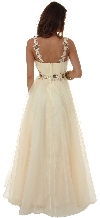 A-Line Organza Long Formal Prom Dress with Beading  back