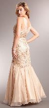 Bejeweled Lace Bodice Mermaid Skirt Long Formal Prom Gown back