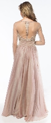 Full Sleeves Mesh Beaded Bodice Long Prom Pageant Dress back
