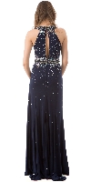 High Neck Sparkling Rhinestones Long Prom Pageant Dress back