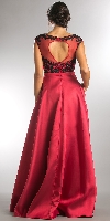 Boat Neck Mesh Embroidered Top Long Formal Evening Dress back