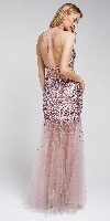 Long Embellished Halter Tulle Prom Dress back in Rose