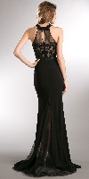 Beaded Lace & Mesh Bodice Long Prom Pageant Dress back in Black