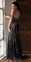 Strapless Geometric Design Tulle Long Formal Evening Dress back