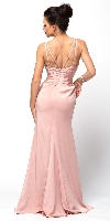 Double Spaghetti Straps Overlay Bodice Long Bridesmaid Dress back in Rose