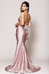 Halter Neck Empire Charmeuse Prom Dress back in Rose Brown