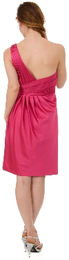 Bridal Satin One Shoulder Cocktail Dress back in Fuchsia