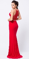 Bejeweled Sheer Back Rhinestones Long Prom Pageant Dress back