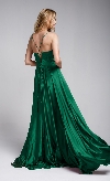 A-Line Spaghetti Prom Gown with Long Flowing Skirt back in Green