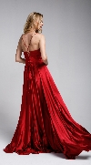 A-Line Spaghetti Prom Gown with Long Flowing Skirt back