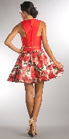 Solid Crop Top Short Floral Print Skirt Homecoming Dress back in Red