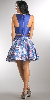 Solid Crop Top Short Floral Print Skirt Homecoming Dress back