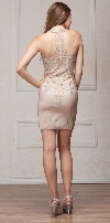 Round Band Neck Embellished Bodice Fitted Short Party Dress back