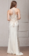 Round Collar Neck Embellished Bodice Long Prom Pageant Dress back in Off White