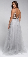 Beaded Spaghetti Prom Gown with Tulle Skirt back