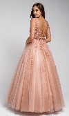 Beaded Embellished V Neck Prom Ball Gown back