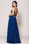Rhinestone Long Prom Dress with Spaghetti Straps back