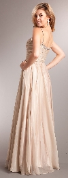 Shirred Bust Long Formal Bridesmaid Dress with Rhinestones back