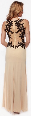 Floral Lace Bodice Long Formal Prom Dress with Mesh Back back