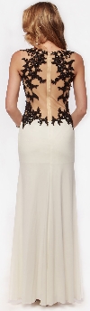 Floral Lace Bodice Long Formal Prom Dress with Mesh Back back in Off White
